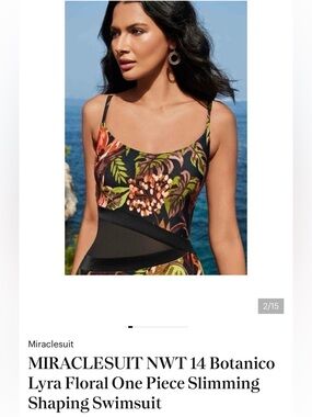 MIRACLESUIT NWT 14 Botanico Lyra Floral One Piece Slimming Shaping‎ Swimsuit